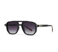 ETETGVG Lunettes de soleil vintage à double pont pour femmes et hommes, verres transparents océan, rivets tendance, UV400 (gris)