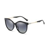 ETETGVG Lunettes de soleil vintage ovales en diamant pour femme, verres de conduite de luxe, UV400 (C1 noir double gris)