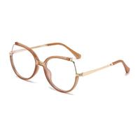 ETETGVG Lunettes de vue œil de chat à monture métallique et charnière à ressort pour femme (BROEN GOLDEN)