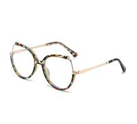 ETETGVG Lunettes de vue œil de chat à monture métallique et charnière à ressort pour femme (HAWKSBILL GOLDEN)