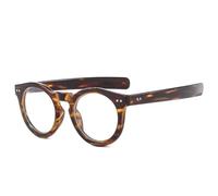 ETETGVG Lunettes rondes surdimensionnées pour hommes, monture à rivets, UV400 (léopard)