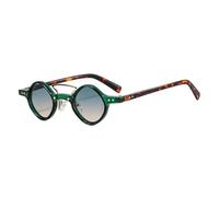 ETETGVG Petites lunettes de soleil rondes style hippie pour homme et femme, style rétro steampunk, double faisceau dégradé, style vintage, pour la conduite, UV400 (GreenLeo GreenTea)
