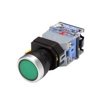 ETFUOEOS 22mm LA38 Illuminated Pushbutton Switch Self-Locking Reset Flat Switch 24 220V Red Green Start Mushroom Knob with Light Self-Locking(with Light (Green),380V)