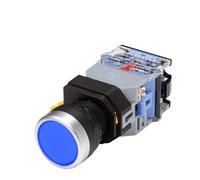 ETFUOEOS 22mm LA38 Illuminated Pushbutton Switch Self-Locking Reset Flat Switch 24 220V Red Green Start Mushroom Knob with Light Self-Locking(with Light (Blue),6V)