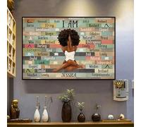 ETFUOEOS Black Girl Yoga Art Print: I Am Bold Sensual Strong Beautiful Afro Queen Poster for Juneteenth, Black History Month and National Yoga Day Gift(Framed,08x12inch(20x30cm))