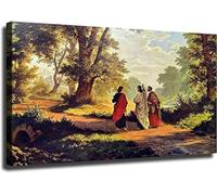 ETFUOEOS Road to Emmaus Biblical Story Canvas, Jesus and Two Disciples Wall Art Print, Christian Living Room Bedroom Decor Poster(Unframed,16x24inch(40x60cm))