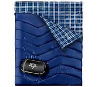 ETGLCOZY Sac de Couchage Double Grande Taille en Flanelle - 3 Saisons Léger - Famille/Couple - Idéal Camping, Extérieur & Intérieur - Sac de Compression Inclus