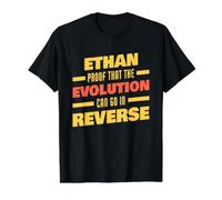 Ethan Evolution Peut Faire l'inverse en prononçant Un nom drôle d'Ethan T-Shirt Graphique avec Valeur, Homme, Noir, XL