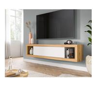 Ethan - meuble tv - 1 porte - effet bois et blanc - 180 cm - Bois / Blanc