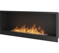 ethanol cheminée Inside 120 cm, noir avec verre. Biocheminée 1200mm à encastrer dans le mur ou à placer dans la structure préparée
