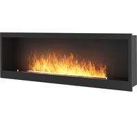 ethanol cheminée Inside 150 cm, noir avec verrecheminée 1500 mm à encastrer dans le mur ou à placer dans la structure préparée