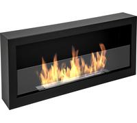 ethanol cheminée S-Line BOX 90 cm avec noir. Cheminée murale avec verre. Cheminée à éthanol à accrocher au mur. Biocheminée 900mm.