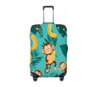 Ethebre Housse de protection élastique pour valise, résistante à la poussière, aux rayures et aux rayures - Pour voyage d'affaires, Cute Monkeys Banana Palm Leaf, S for 18-21 In Suitcases