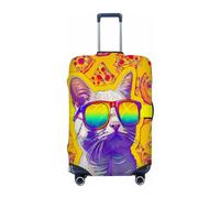 Ethebre Housse de protection élastique pour valise, résistante à la poussière, aux rayures et aux rayures, pour voyage d'affaires, voyage, Lunettes de soleil chat motif pizza, S for 18-21 In Suitcases