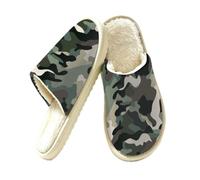 Ethebre Pantoufles d'intérieur à bout fermé en mousse à mémoire de forme avec semelle antidérapante en EVA pour homme et femme, motif camouflage, vert, gris, noir, Imprimé camouflage vert, gris, noir