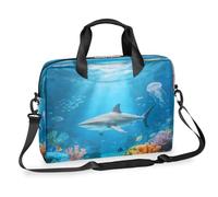 Ethebre Sacoche pour ordinateur portable de 16" avec bandoulière - Motif requin et méduse - Avec plusieurs poches - Pour homme et femme