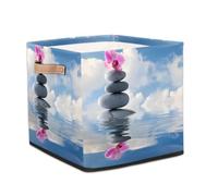 Ethebre Stone Lake Bac de rangement pliable en tissu avec poignées pour vêtements, jouets, linge, chambre d'enfant, maison 33 cm