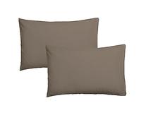 ETHERE MAISON Taie d'oreiller Marron Taupe 50 x 90 Comprend 2 pièces, coton 200 fils.
