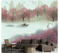 Éthéré Rose Forêt Rivière Pays De Rêve Papier Peint 3D Installation Facile Intissé Tapisserie Bureau Salon Canapé Chambre Décoration Murale-400cm×280cm
