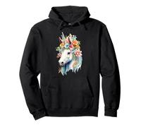 Ethereal Aquarelle Licorne Fleur Tête Fantaisie Art Sweat à Capuche