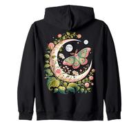 Ethereal Celestial Moth Butterfly Flowers Moon Aesthetic Sweat à Capuche