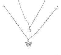 Ethereal Collier avec pendentif papillon double couche en alliage pour femme Design sophistiqué et frappant