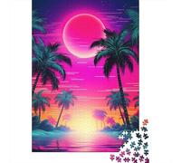 Ethereal Synthwave Horizon Puzzle 1000 Pièces pour Adultes, 70x50cm/1000pcs, pour Progresser À Son Propre Rythme; Carton Blanc Facile À Manipuler