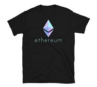Ethereum T-T-Shirts à Manches Courtes, Ethereum Crypto Logo Emblem T-Shirts à Manches Courtes Symbol Ether, Unisex Tee Black(Medium)