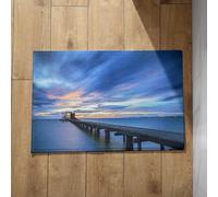 Ethereval Grand Tapis De Porte Tapis Entrée Maison Extérieur Pont en Bois Mer Crépuscule Tapis De Sol Exterieur Tapis D'Entrée sur Mesure 45x75cm
