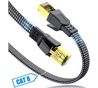 Ethernet Cable 0.5M Cat 8 RJ45 Double Shielded 40Gbps 2000MHz Nylon Braided LAN Patch Cord High Speed Braided Compatible with PC PS5 PS4 Xbox Router Modem Switch Decoder TV Box