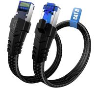 Ethernet Cable 1.5M, Cat 8 40Gbps 2000MHz High Speed Network Cable, Flat RJ45 Gigabit Internet Cable, Short Nylon Braided LAN Cable, Compatible with Cat9/Cat8/Cat7/Cat6/Cat5e