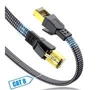 Ethernet Cable 1.5M Cat 8 RJ45 Double Shielded 40Gbps 2000MHz Nylon Braided LAN Patch Cord High Speed Braided Compatible with PC PS5 PS4 Xbox Router Modem Switch Decoder TV Box
