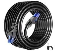 Ethernet Cable 10 m Cat 6,RJ45 Cable 10 m Network Cable,Internet Cable High Speed Long Gigabit Patch LAN Installation Cable 10/100/1000 Mbps,Black Round Network Cable for Router Switch PC (10 Clips