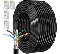 Ethernet Cable 15 m, Cable RJ45 Shielded Cat 6 Gigabit Outdoor Network Cable Lan FTP 23AWG Internet Cable 15 Metres Black