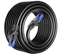 Ethernet Cable 15 m,RJ45 Cable 15 m Cat 6 High Speed 23AWG Network Cable,Outdoor Indoor Long Internet Cable 15 m 250MHz 1000Mbps,CCA Black Round Gigabit LAN Cable for Switch Router (15 Clips)