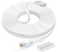 Ethernet Cable 15 m, RJ45 Cat 6 Network Cable, High Speed Internet Cable with RJ45 Tester Connector for Swtich Modem Router, Compatible Upstream with Cat 7/Cat 8 Ethernet Cable - White