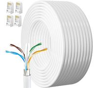 Ethernet Cable 15 m, RJ45 Shielded Cat 6 Gigabit High Speed Network Cable Weatherproof FTP 23AWG CCA Internet Cable White 15 Metres Internet Cable