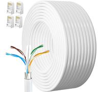Ethernet Cable 20 m, RJ45 Shielded Cat 6 Gigabit Network Cable Outdoor Anti-Jamming Weatherproof Internet Cable White FTP 23AWG 20 Metres Lan Cable for Modem Router