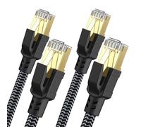 Ethernet Cable 2M 2 Pieces,RJ45 Cat 8 Network Cable 40Gbps 2000MHz High Speed S/FTP Cable,Nylon Braided Double Shielded LAN Internet Cable,Compatible with Router Modem TV