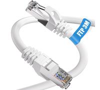 Ethernet Cable 3 m, Cat 6 RJ45 FTP Shielded Network Cable, Gigabit High Speed Internet Cable 3 m, White, for Modem Router PS4/5 PC