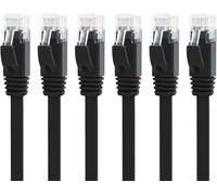 Ethernet Cable 4.5 m 6 Pieces Cat 6 Rj45 Flat Network Cable 1000Mbps Lan Internet Cable for Modem Router PS5 PC TV Switch, Faster than Cat 5 (Black)
