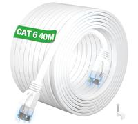 Ethernet Cable 40 m,RJ45 Cable 40 m White Network Cable Cat 6 Long Cable Internet High Speed 1000Mbps 250MHz,Flat Gigabit Cable LAN