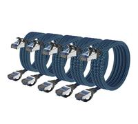 Ethernet Cable, Cat 8 Ethernet Cables 0.25M 5 Pieces, Network RJ45 High Speed 40Gbps 2000MHz Nylon Braided Double Shielded Cat 8 Ethernet Extender Compatible with Router Modem Decoder TV