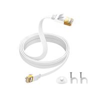 Ethernet Cables 1M,TPE Flat High Speed Gigabit RJ45 Gold Plated Network Cable for Switch,Router,Modem,Patch Panel,PC (White)