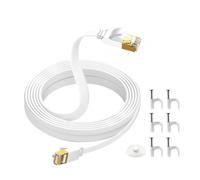 Ethernet Cables 3M,TPE Flat High Speed Gigabit RJ45 Gold Plated Network Cable for Switch,Router,Modem,Patch Panel,PC (White)
