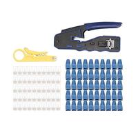 Ethernet Crimper, RJ45 Cat6 Trimping Tool, RJ45 Crimp Tool Kit, Sturdy Crimper, avec 50 PCS Crystal Head Protective Sleeve, Strippers pour RJ 45 Cat6, RJ 45 Cat5e