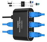 Ethernet Switch 4 Port 1000Mbps LAN Splitter 1 à 4 Gigabit RJ45 Répartiteur avec USB C Power Cable Network Distributor Convient pour routeur Ordinateur TV Set Top Box