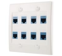 Ethernet Wall Plate 8 Port - Double Gang Cat6 RJ45 Jack Blue