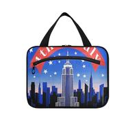 EtherSpher 4th of July Independence Day Empire State Building Sac de voyage à suspendre avec crochet, trousse de maquillage extensible design pour femme, bolsas de maquillaje para mujer L, 4 juillet