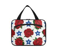 EtherSpher 4th Of July Independence Day Red Rose Flowers Hanging Travel Bags with Hook Designer Portable Medicine Bag for Men Travel Bolso Para Maquaje L, 4 juillet, jour de l'indépendance, fleurs